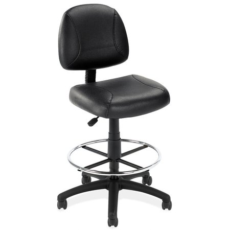 OFFICESOURCE Effort Collection Black Leather Armless Deluxe Posture Chair with Black Frame 316FRLBK